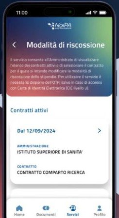 Passaggio 3: Scegli il contratto attivo, schermata del video ufficiale NoiPA