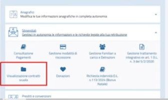 Passaggio 2: Seleziona Visualizzazione contratti scuola, schermata del video ufficiale NoiPA