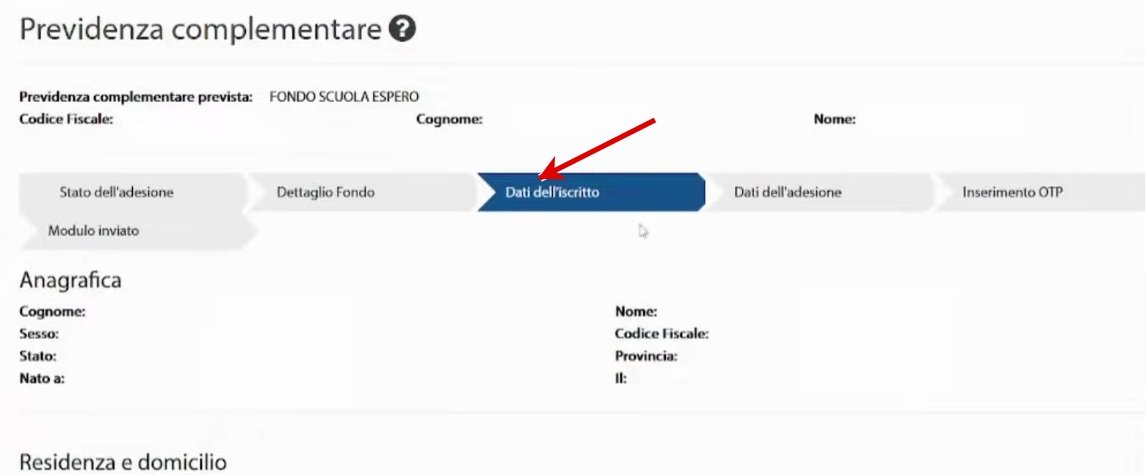 La fase Dati dell’iscritto nel video ufficiale; dati anagrafici non compilati nell’esempio
