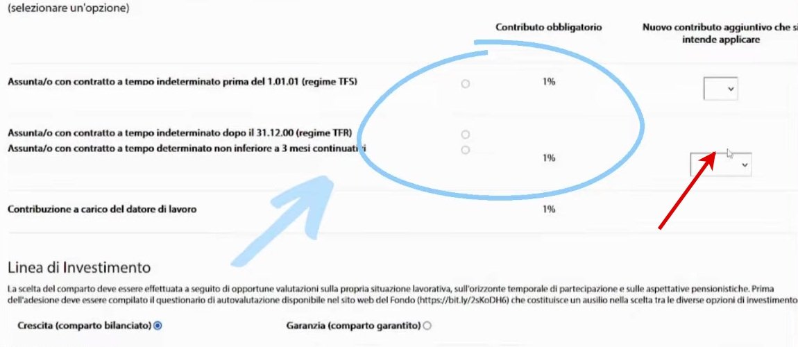 La sezione contributiva e di investimento nel tutorial del 2024; opzioni da verificare sui documenti attuali